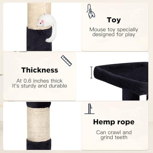 BestPet 36 Inch Tall Cat Tree with Scratching Post & Hammock (Dark Gray)