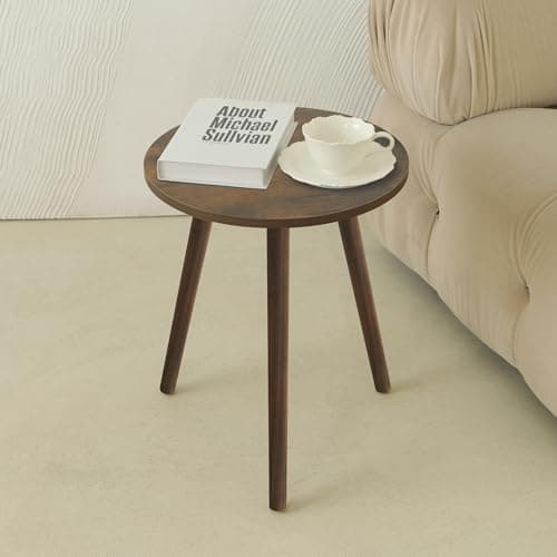 Awaseen Solid Wood Brown Living Room Side Table — Dark Rustic Brown