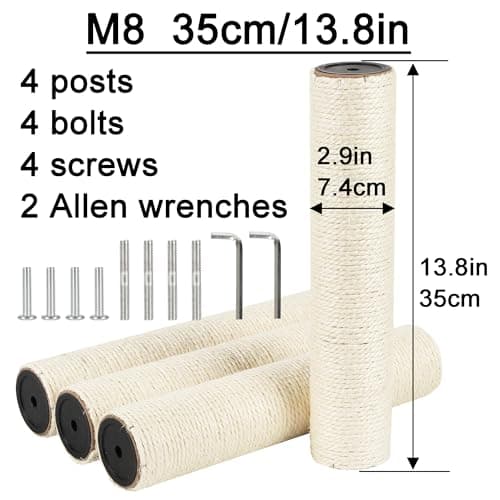 Cat Tree Scratching Post Sisal Replacement Pole Parts (Set of 4)