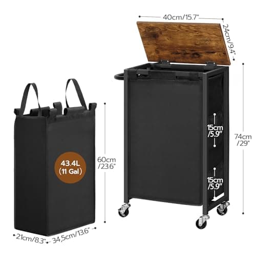 Rustic Brown HOOBRO BF24XY01G2 11Gal Slim Laundry Hamper with Lid