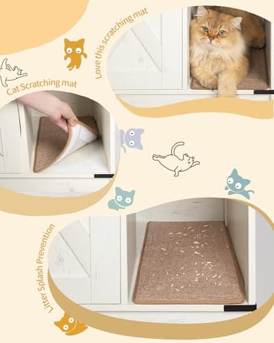 Rustic Brown and White Hidden Cat Litter Box Cabinet, CB82414X