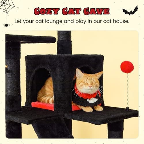 Stable Gothic Cat Condo for Indoor Cats, Multi-Level Tower, Black