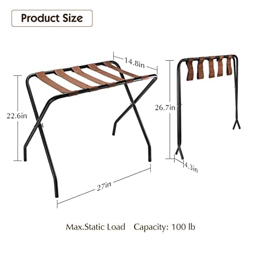 2-Pack Steel Luggage Racks for Extra Space in Guest Rooms & Bedrooms