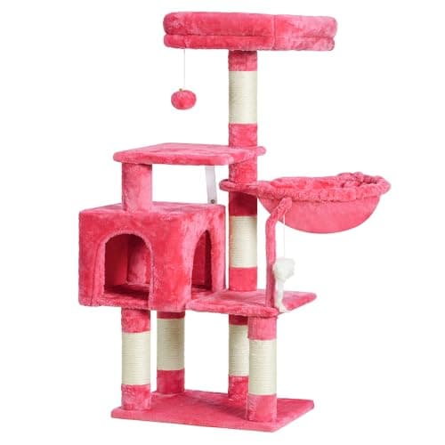 Heybly Light Gray Cat Tree with Toy & Padded Perch — Flamingos
