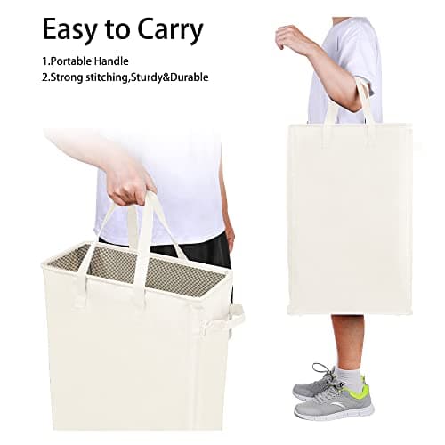 Odonata Slim Collapsible Laundry Hamper Beige 45L