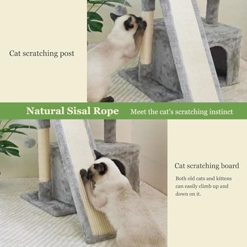 Light Grey Indoor Cat Tree with Scratching Post & Perch (Stable Condominium)