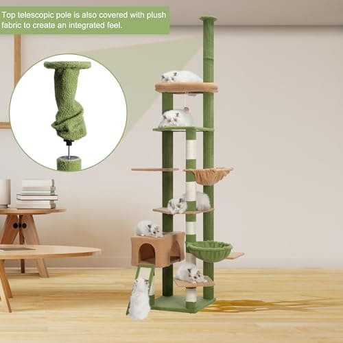 Adjustable Tall Cat Tree with Hammock and Scratching Posts