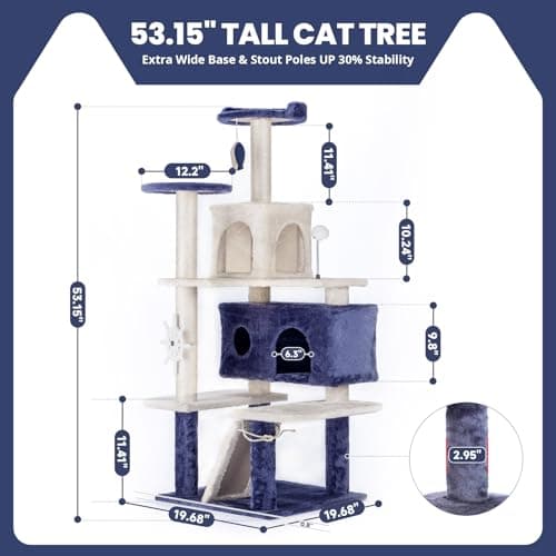 HYABI 53 Inch Ocean Theme Cat Tree Tower for Indoor Cats