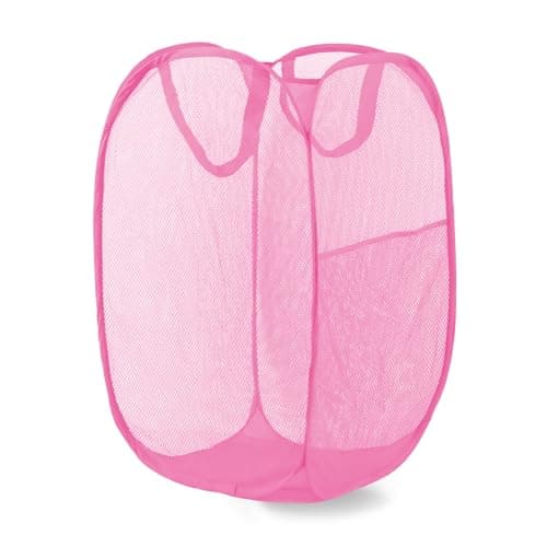 Collapsible Pink Pop Up Laundry Hamper for Travel and Storage