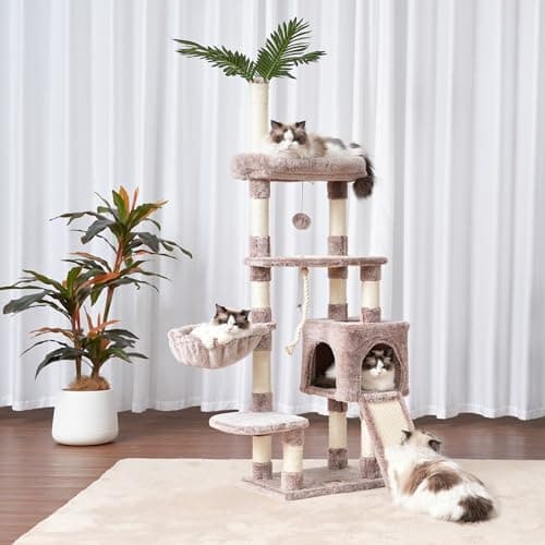 Modern Cat Tree with Multi-Level Perches and Scratching Posts, 65.4 inches - For Indoor Cats