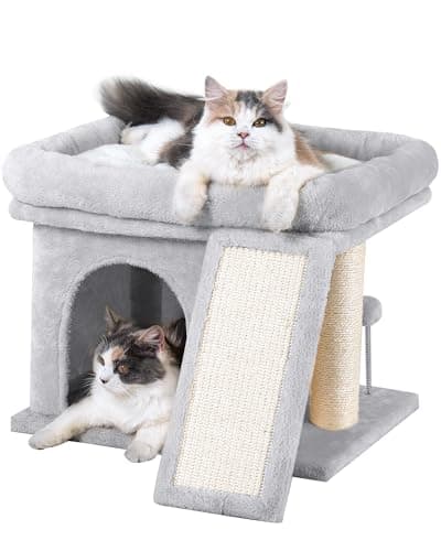 Gothic Cat Condo Cave, Spacious Indoor Bed for Large Cats, Red Black — Light Gray