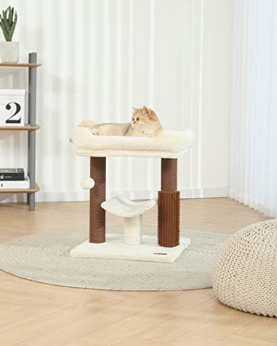 HOOPET Cat Tree Tower with Cozy Perch, Scratching Post, and Interactive Ball