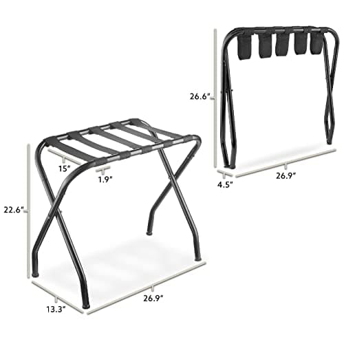 Bartnelli 2-Pack Gray Steel Folding Suitcase Stand with Durable Black Straps