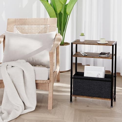 Vintage Brown Thin End Table with Drawer for Small Spaces