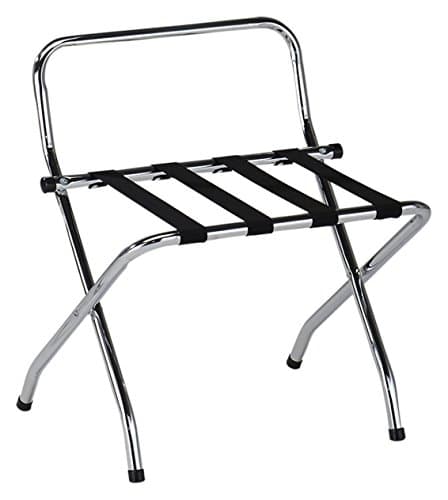 Kings Brand Chrome Black Metal Foldable High Back Luggage Rack