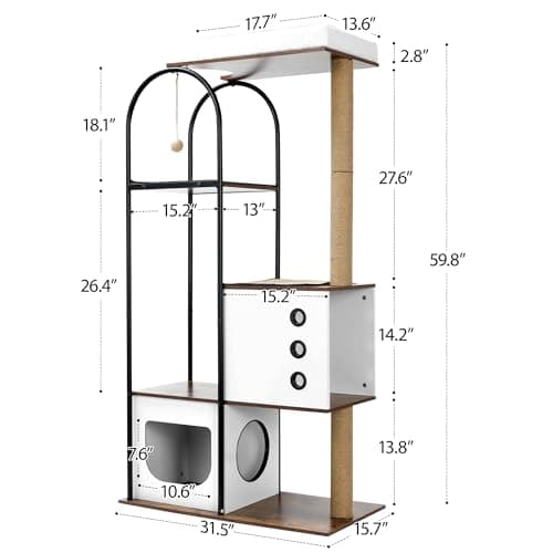 Modern 4-Tier Cat Tree with Caves & Scratching Posts