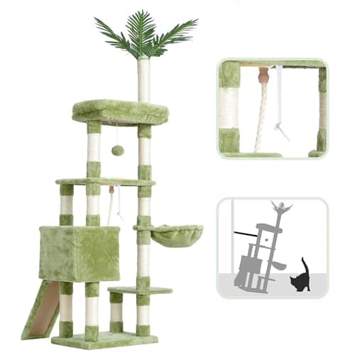 Modern 65-inch Cat Tree for Indoor Cats with Multi-Level Platforms and Scratching Posts