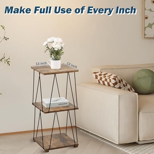 LOFTEY 28 Inch Industrial Brown Small End Table for Living Room