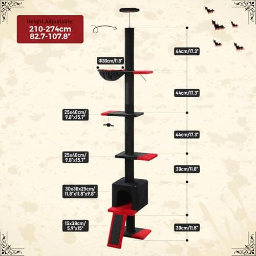 PEQULTI Gothic Climbing Tree Tower, 5 Tiers, Black