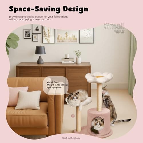 Pink Flower Cat Tree for Indoor Cats