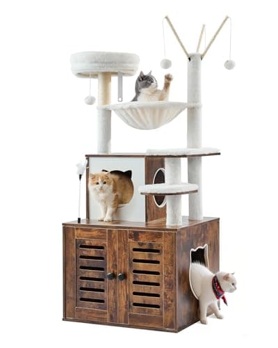 VEVOR 2-in-1 Cat Tree with Litter Box & Multi-Level Tower