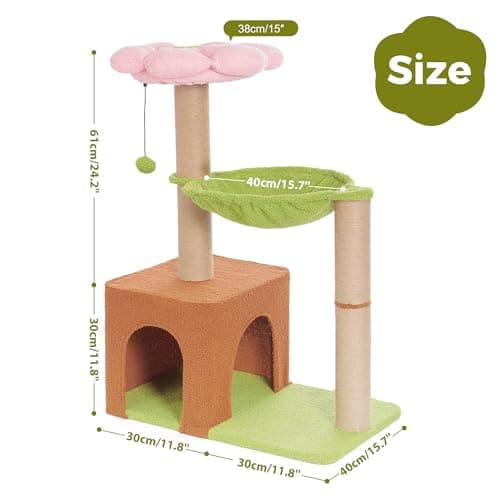 PINK 36" Cat Tree with Hammock & Scratching Post