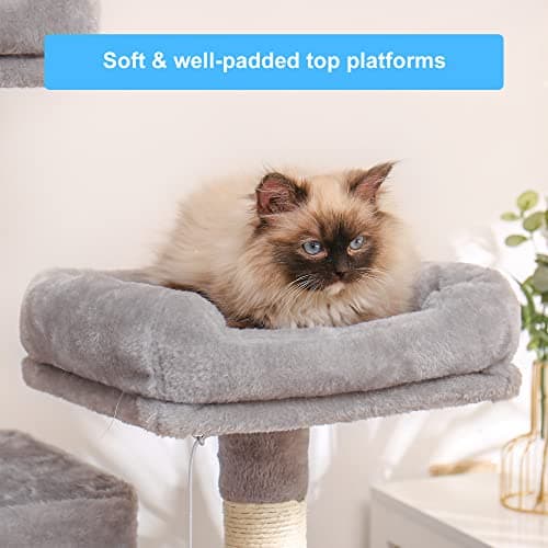 Hey-Brother Light Gray Multi-Level Cat Tree with Scratching Posts & Plush Condos MPJ020-SW