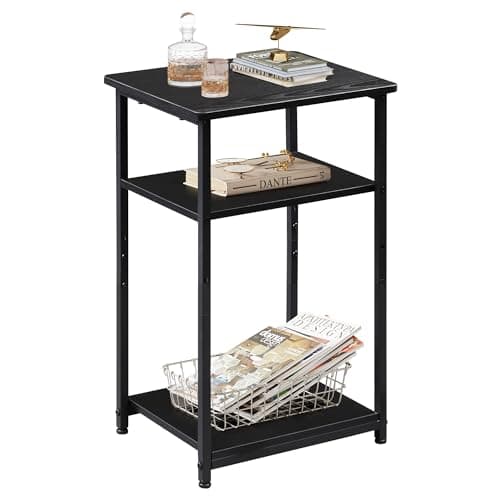 WLIVE 3-Tier Black End Table for Living Room, Bedroom, and Home Office