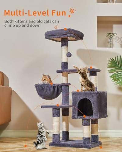 Indoor Cat Tree with Scratching Posts and Hammock