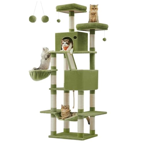 Feandrea Jelly Pink Cat Tree: 81.1-Inch Large Tower with 13 Scratching Posts UPCT190P01 — Green