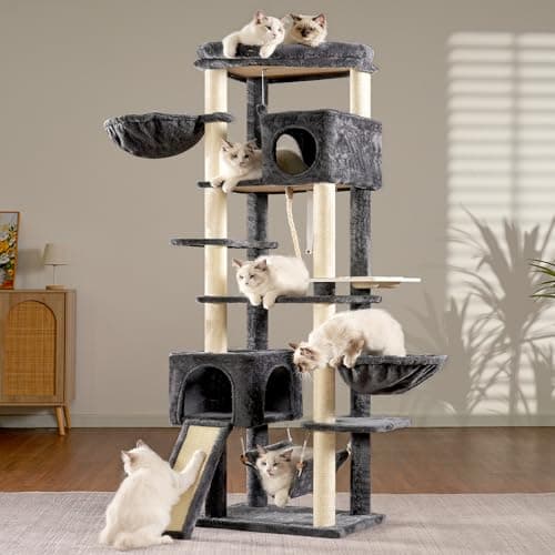 Smoky Gray Multi-Level Cat Tree Tower for Large Cats MPJ036G