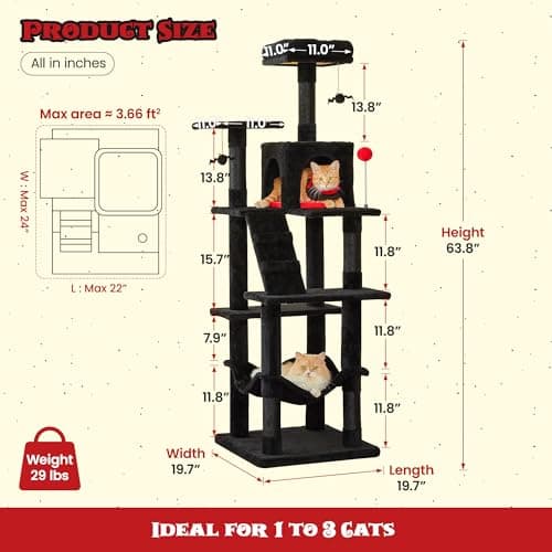 Stable Gothic Cat Condo for Indoor Cats, Multi-Level Tower, Black
