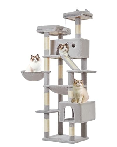 Taoqimiao 71-Inch Multi-Level Cat Tree for Large Indoor Cats — Light Gray