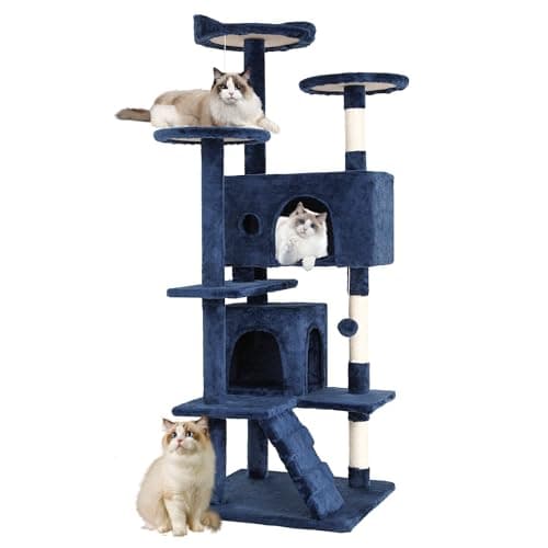FDW Pink 54in Multi-Level Cat Tree & Scratching Post — Dark Blue