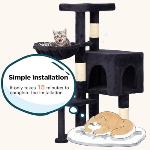 BestPet 36 Inch Tall Cat Tree with Scratching Post & Hammock (Dark Gray)
