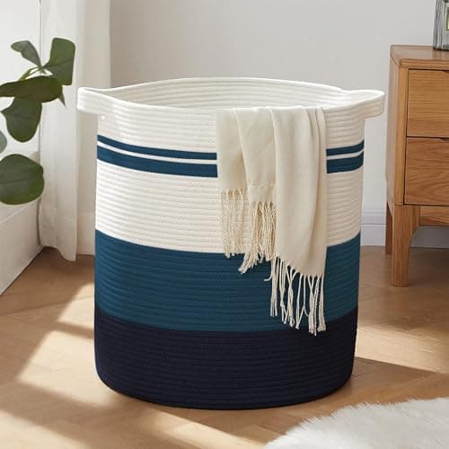 OIAHOMY Decorative 80L Laundry Hamper with Handles - Gradient Gray — Gradient Blue