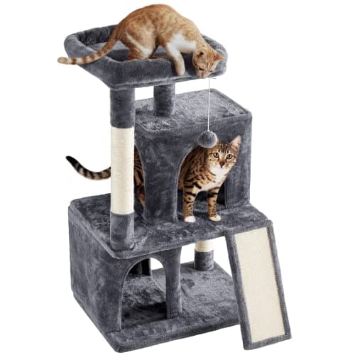 Yaheetech 36in Indoor Cat Tree with Perch, Scratching Posts & Dangling Ball — Dark Gray