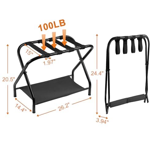 Folding Luggage Rack Set for Bedroom and Hotel - Pack of 2