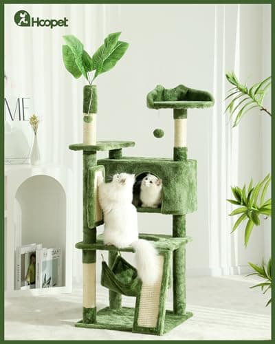HOOPET 63IN Cat Tree Tower for Large Cats with Scratching Boards and Dangling Balls