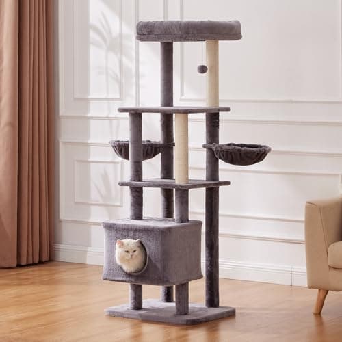 Gardner Pet 65" Grey Modern Cat Tree with Scratching Post