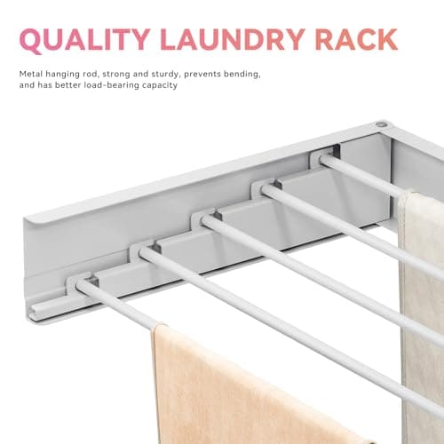 APEXCHASER Foldable Wall Mount Laundry Drying Rack, 31.5 Inch, White
