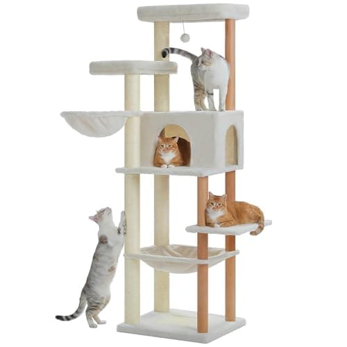 PAWZ Road Large Cat Tree, 73" Tall with 2 Hammocks & 2 Top Beds