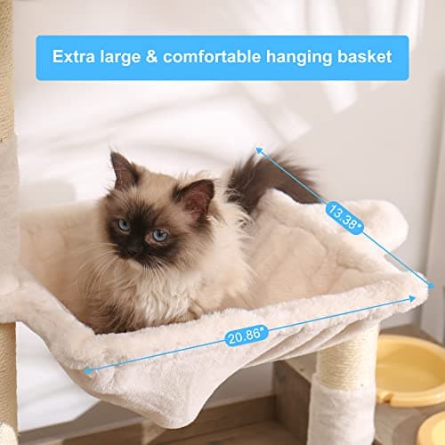 Hey-Brother Rustic Gray Cat Tree with XL Litter Box, Modern Pet Furniture MPJ101SG