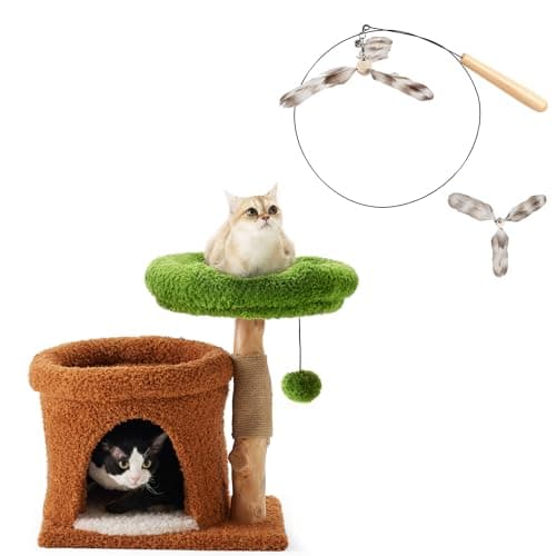 Fukumaru Small Cat Tree with Scratch Post & Wand Toy