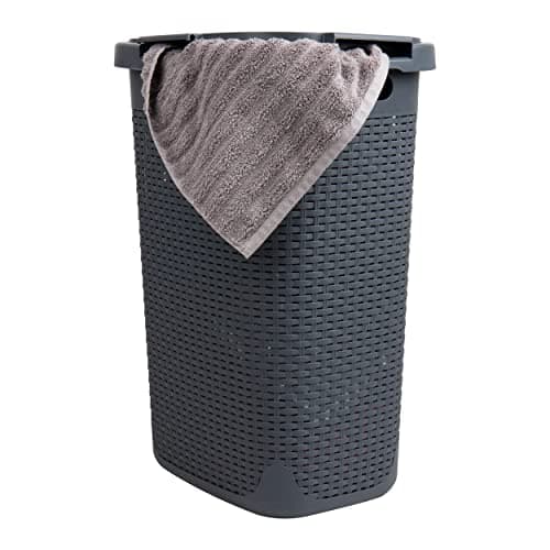 60L Slim Laundry Hamper with Lid, Set of 2, Ivory — Gray