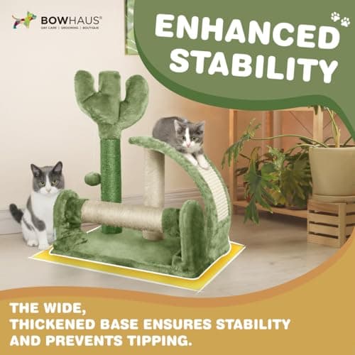 CAPHAUS Green 20-Inch Cactus Cat Tree with Scratching Board & Toy