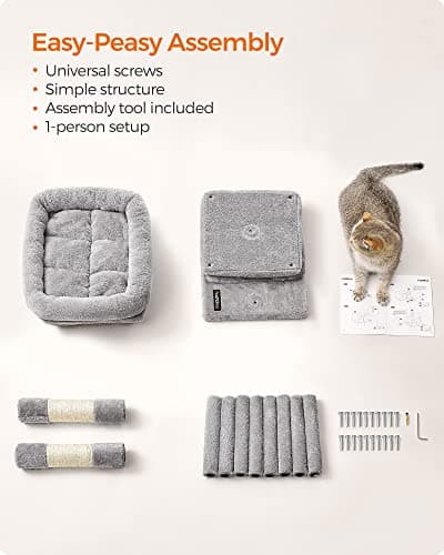 Feandrea Light Gray Cat Tree for Kittens Up to 7 lbs