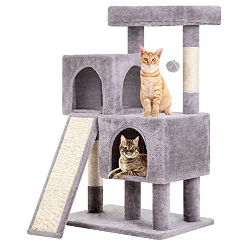 BestPet 36" Indoor Cat Tree with Scratching Posts & Toys, Dark Grey — Ashy