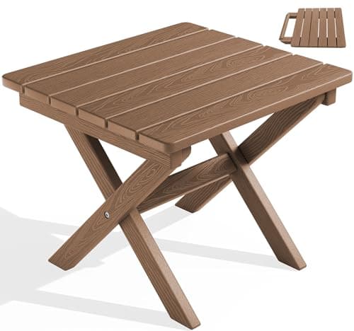 Serwall HDPE Adirondack Portable Outdoor Side Table, Black — Brown