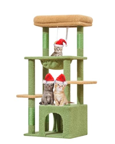 Taoqimiao 39.4-Inch Light Gray Cat Tree with Hammock and Perch MS027W — Cactus